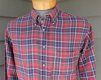 vintage 70's - 80's -SERO 'The Purist'- Men's Long sleeve, button down collar shirt. Flannel - All cotton. Large. Distressed