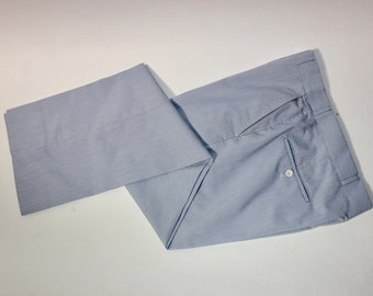 vintage 1980's -Corbin- Men's Trad / Ivy trousers. Blue / White pincord. Flat front - straight leg.  34" Waist x 30.5" Inseam