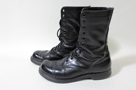 mens black military style boots