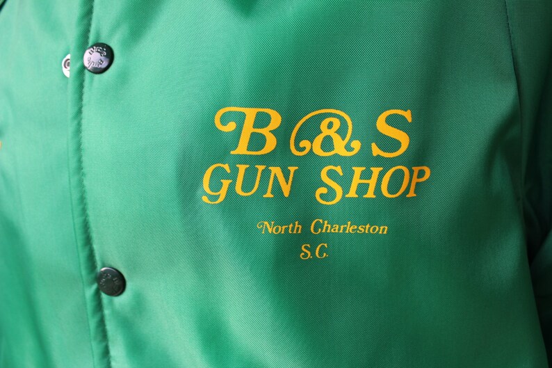 vintage 70's 80's Men's Nylon Oxford wind breaker. 'New Old Stock'. B & S Gun Shop Fleece Lined. Medium image 3