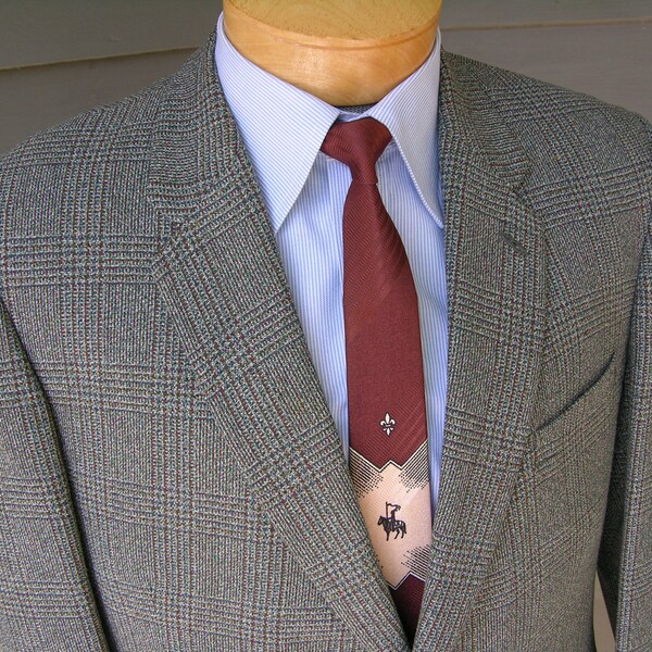 vintage 1960's Men's Custom made sport coat. Speckled Glen Plaid. John Collier  -  Oxford Street, London. Size 38 - 40 Regular