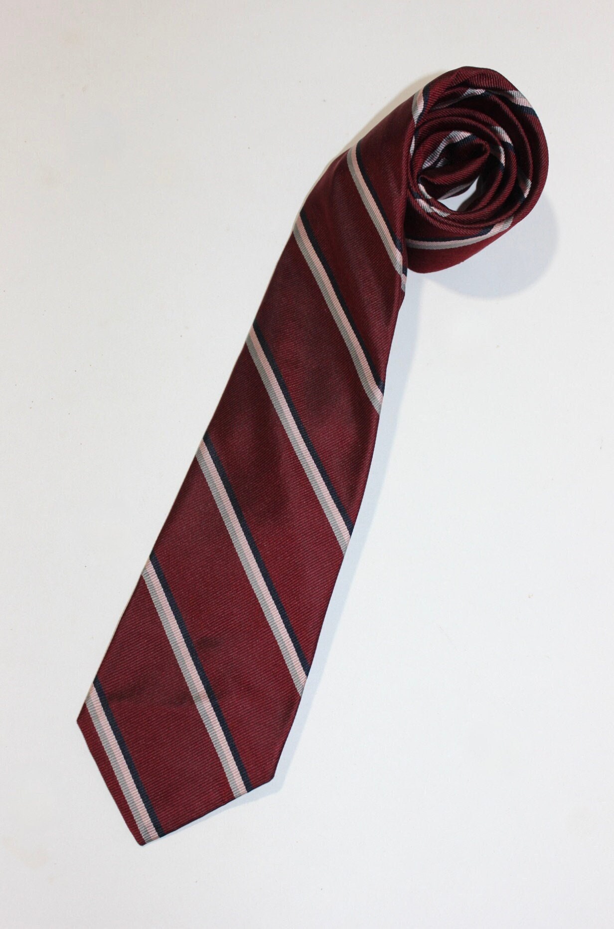 vintage 1980's -Robert Talbott- 'New Old Stock' neck tie. 'Old Lancing' Regimental repp stripe. 'Hand Sewn / Finest Silk'. 3 1/2" wide