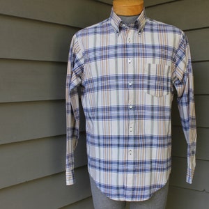 vintage 1970's Carroll Reed Men's India Madras button down collar long sleeve sport shirt. New Hampshire. Medium Large image 4