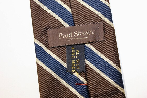 Cravate Paul Stuart Rayée – 100% Soie, Large, Longueur Classique, Multicolore, Occasion