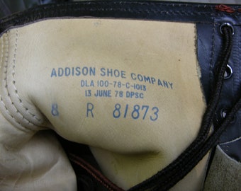 C. 1978 Vintage -addison Shoe Co.- US Military Spec Black Leather