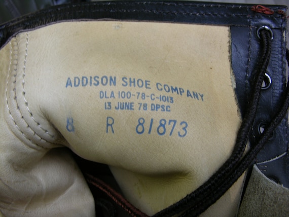 C. 1978 Vintage addison Shoe Co. US Military Spec Black Leather Work Boots.  'new Old Stock' Size 8 R -  Denmark