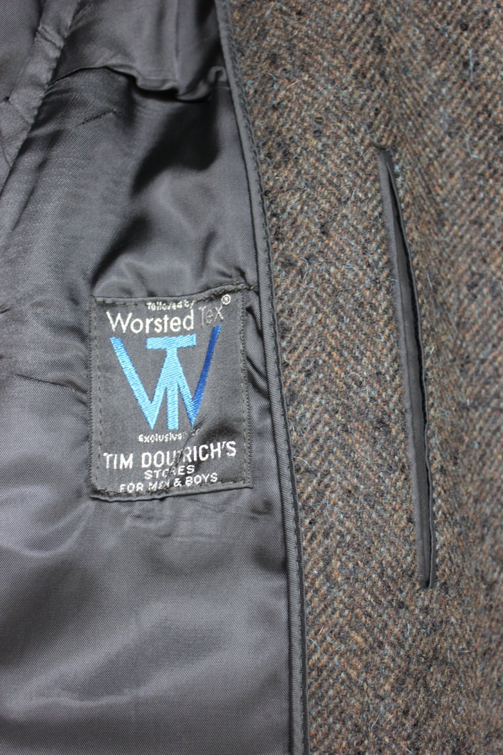 Vintage 1960's -worsted-tex- Men's Overcoat. Nubby Olive, Black, & Blue ...