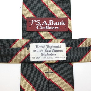 vintage 60's 70's JoS A. Banks repp stripe neck tie. 'British Regimental'. All Silk. 3 width Modern narrow image 4