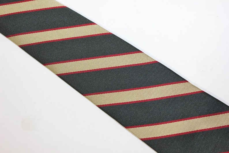 vintage 60's 70's JoS A. Banks repp stripe neck tie. 'British Regimental'. All Silk. 3 width Modern narrow image 2