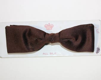 vintage 1950's -Royal- 'clip on' Bow Tie. 'New Old Stock' in case. All Silk - Brown satin