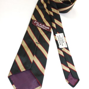 vintage 60's 70's JoS A. Banks repp stripe neck tie. 'British Regimental'. All Silk. 3 width Modern narrow image 3