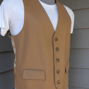 vintage années 1970 Palm Beach Manteau taille homme / gilet. Couleur camel Flanelle de laine. Petit Moyen 40 ish image 5