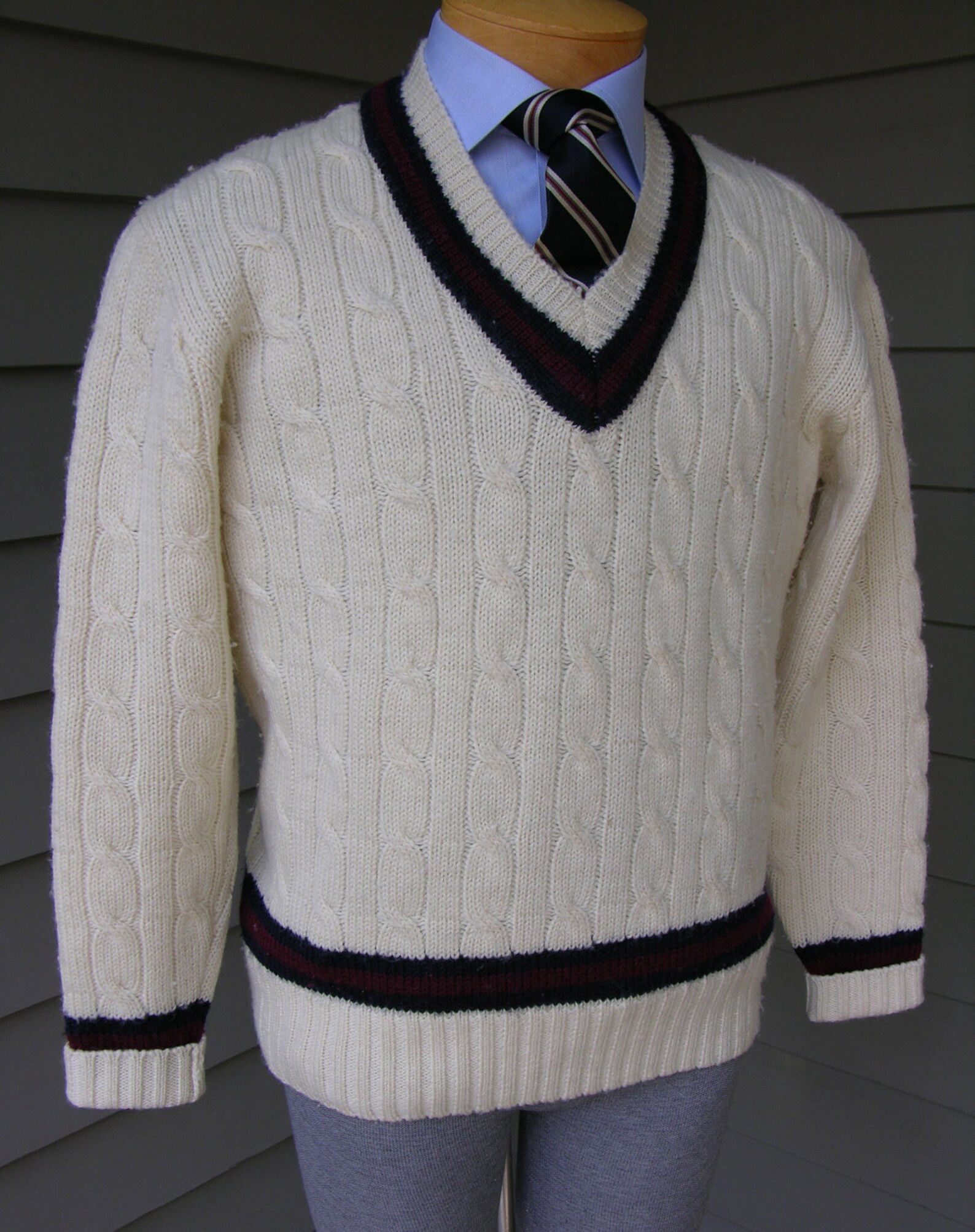 Vintage 1970's 1980's V neck Cricket sweater. Etsy