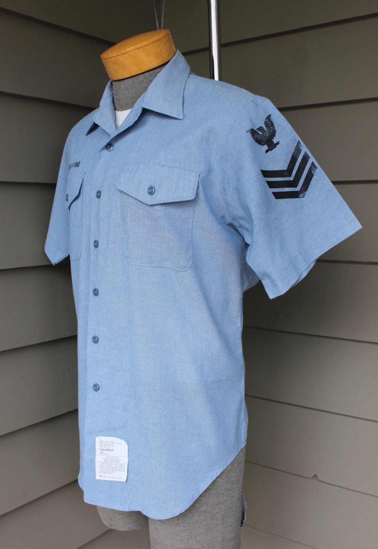 Vintage 1980's USN -navshirt- Men's Short Sleeve Work Shirt. 'new