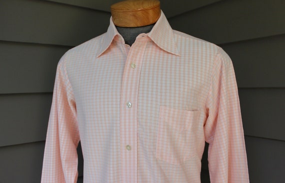 Vintage 1970 s ENRO Men s Casual Long Sleeve Shirt. Woven Check