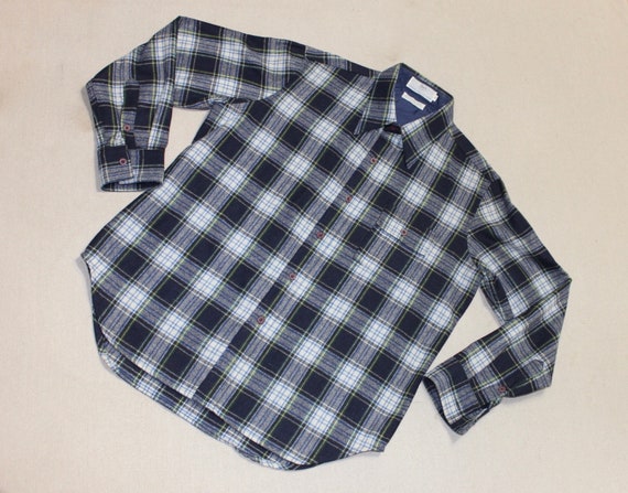 Chemise Columbia à Carreaux Bleu Et Gris - Flanelle Légère Manches Longues - Taille L
