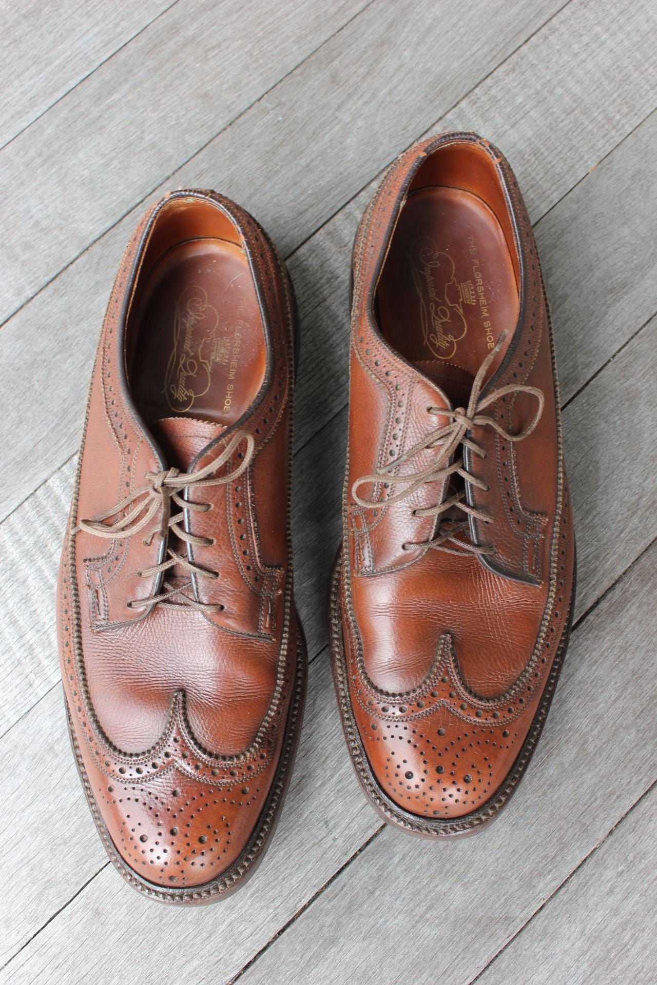 Vintage C. 1969 -florsheim Imperial- Kenmoor Long Wing Brogues