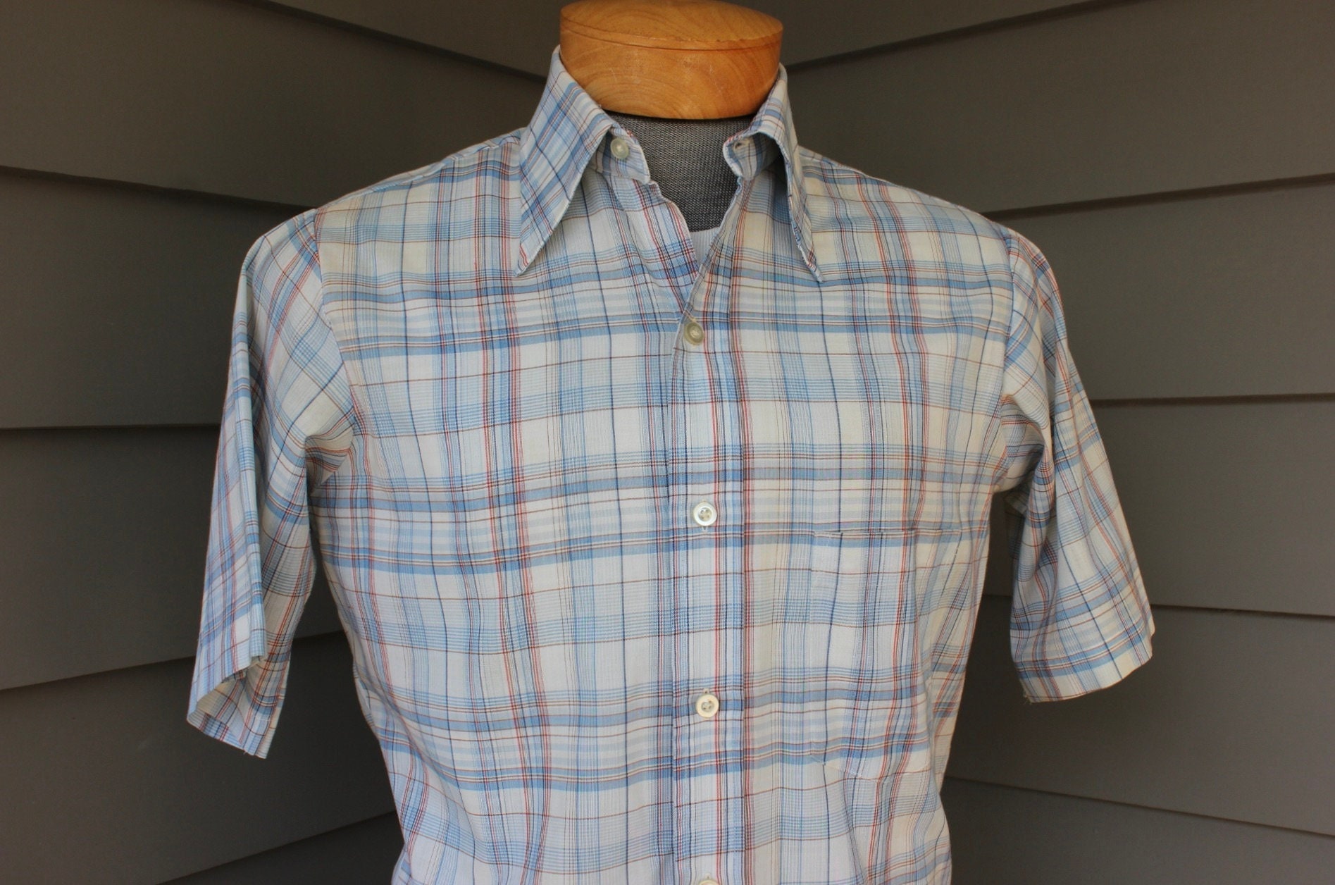 Vintage 1970's -norris- Men's Short Sleeve Shirt. Blocky