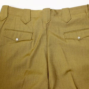 vintage 50's 60's Ranch Men's Western pants. Flat front Scalloped front pockets Boot flare leg . Gold Brown sharkskin. 37 Waist image 5