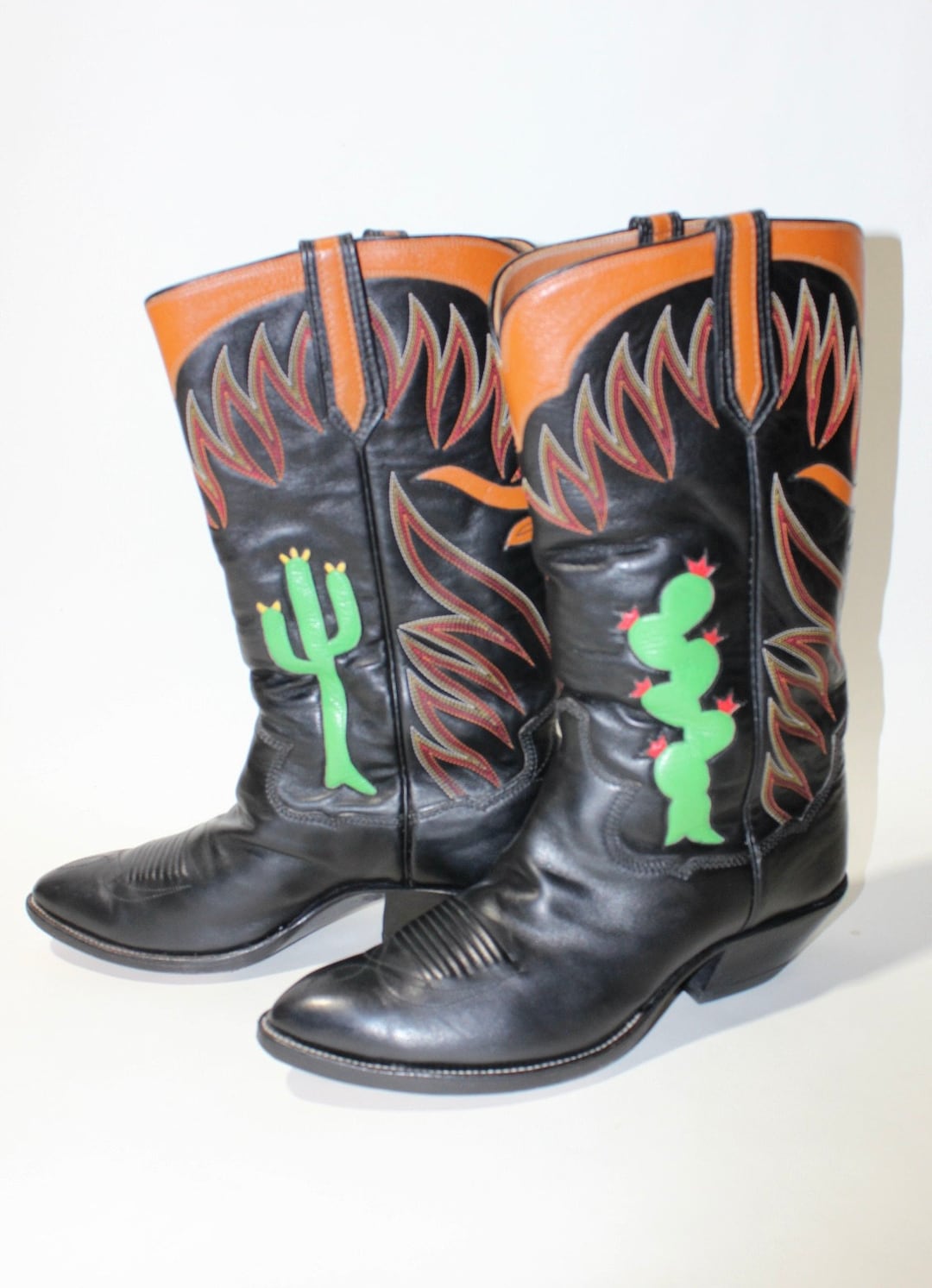 Vintage Inspired paul Bond Men's Cowboy Boots. Custom. Black Calfskin