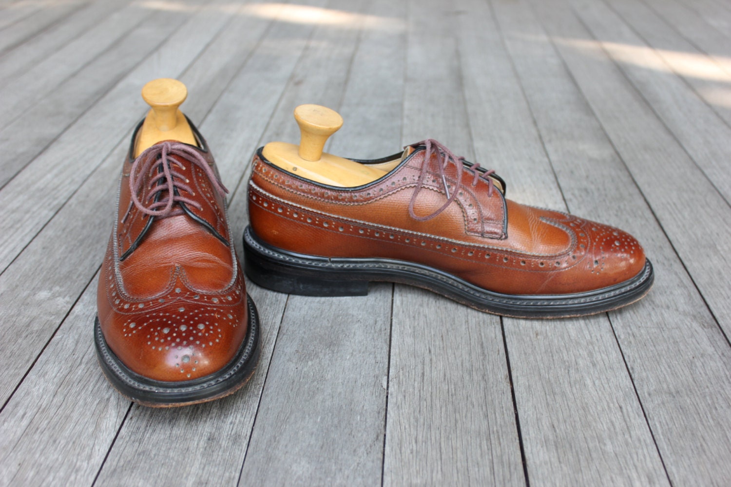 Vintage 1970's crosby Square Long Wing Brogues. Antique Finish