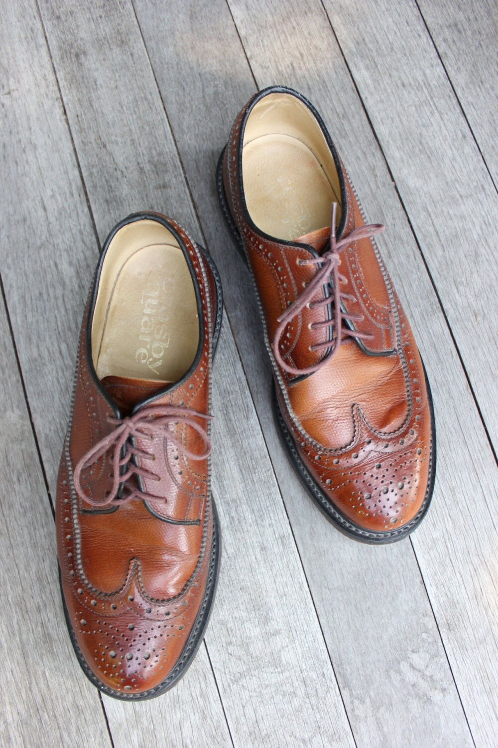 Vintage 1970's crosby Square Long Wing Brogues. Antique Finish