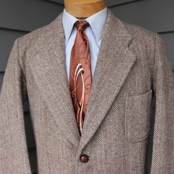 Veste Homme Vintage Swaine Adeney – Tweed Marron à Carreaux – Taille 42S