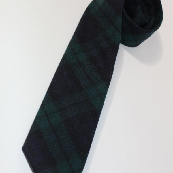 vintage 1980's -Pendleton- Men's narrow neck tie.  Black Watch Tartan - 100% Wool. Made in the USA
