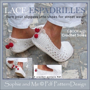 E-BOOK for Lace Slippers + CROCHET OutSoles - Instant Download Pdf