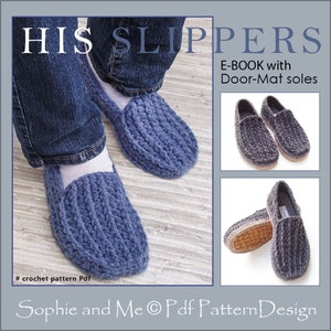 E-BOOK His Loafer Slippers with Customized DOOR-MAT-Soles for indoor-out-door-wear - Instant Download Pdf