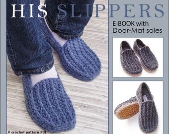 Patrón de pantuflas de crochet para hombre con suela de felpudo (Patrón PDF)