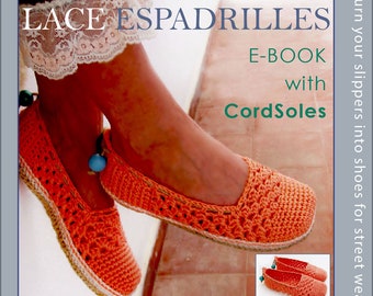 E-BOOK Lace Slippers included Tailored CORD-Soles  - Instant Download
