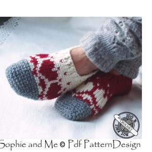 Snow Heart Slippers CROCHET PATTERN Instant Download PDF image 3