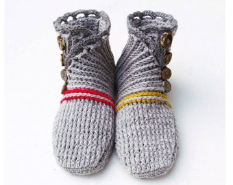 Wrap and Button Adult Booties - Crochet Pattern - Instant Download