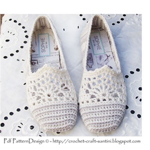 Lace and Stripe Slippers/Espadrilles - Basic Slipper Crochet Pattern - Istant Download