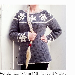 Nordic Snowflake Sweater Crochet Pattern Instant Download Pdf image 2