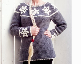 Nordic Snowflake Sweater - Crochet Pattern - Instant Download Pdf