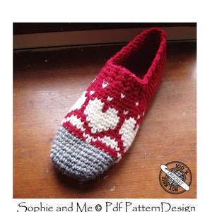 Snow Heart Slippers CROCHET PATTERN Instant Download PDF image 1