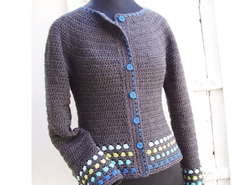 Round Yoke Short Jacket  - Crochet Pattern - Instant Download Pdf