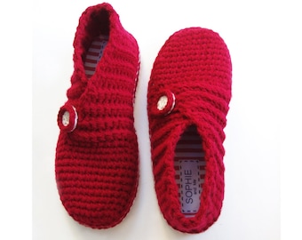Red Rib Wrap Slippers - Basic Crochet Pattern - Instant Download Pdf