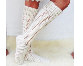 Aran Cabled knee-socks - Crochet Pattern - Instant Download Pdf