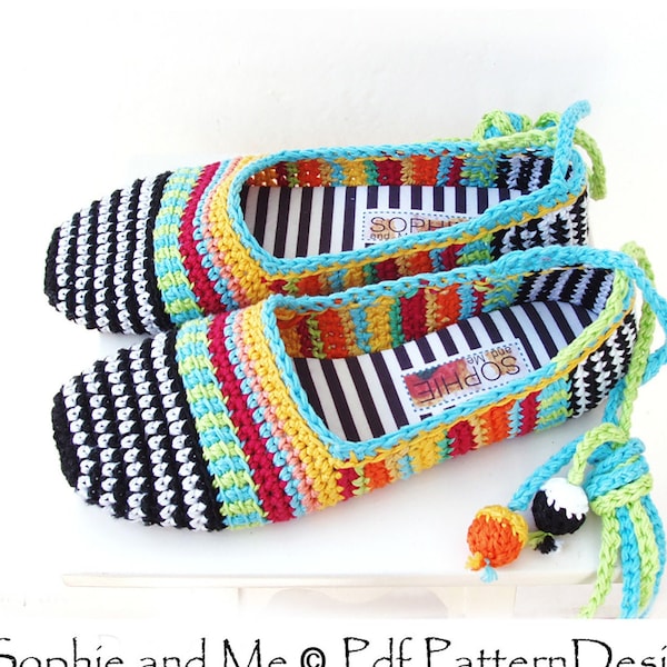 Happy Scrap Adult Slippers - Crochet Pattern Pdf - Instant Download