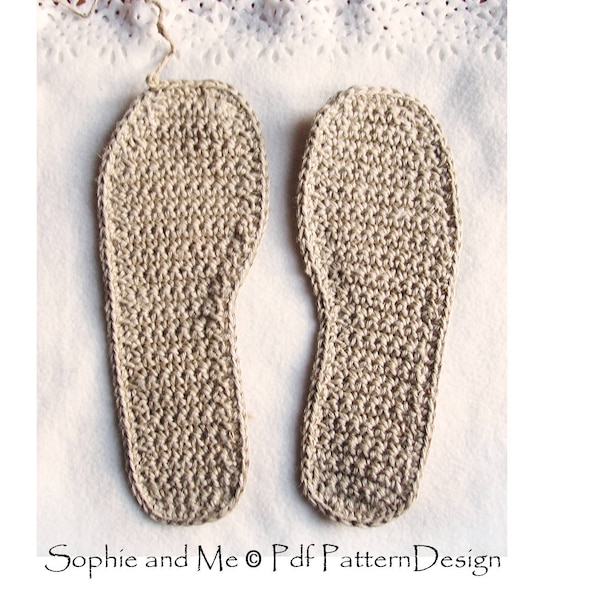 Crochet Outsoles with Foot-Shape - 4 standard sizes - Instant Download PDF