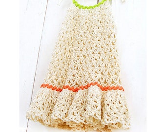 Chain-Lace Flower Crochet Dress for little Girls - Instant Download Pdf