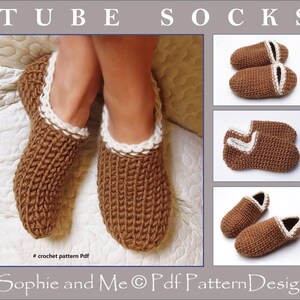Chunky Tube Slipper-Socks Crochet Pattern Instant Download Pdf image 6