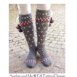 Lillehammer Knee-High Socks Crochet Pattern - Instant Download Pdf