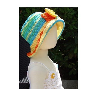 Sun Hat with Bow or Flowers Baby to Adult Crochet Pattern Instant Download Pdf image 1