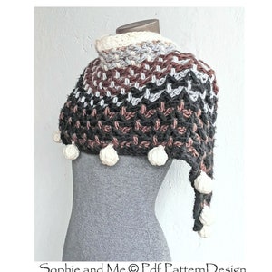 Arctic Shawl with Pom-Poms Crochet pattern Instant Download Pdf image 1