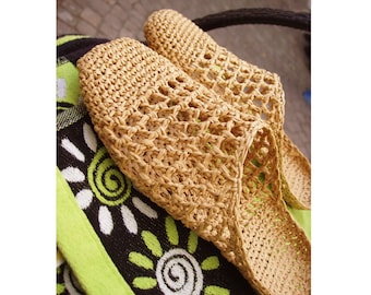 Crochet Sandal pattern DIY- Raffia Slip-Ins- Instant Download PDF pattern