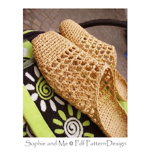 Raffia Slip-In Hausschuhe Sandale häkeln Anleitung - Instant Download